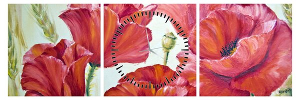 Kép - Pipacsvirágok (órával) (90x30 cm)