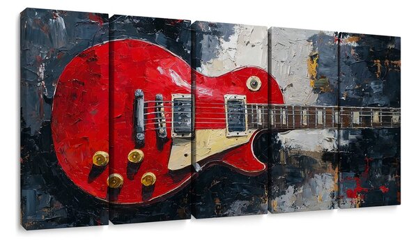 5 részes kép piros gitárok a művészetben