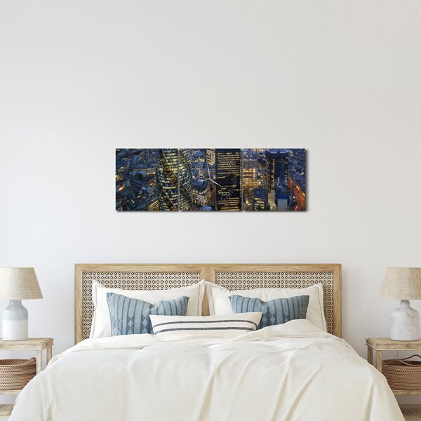Kép - London esti panorámája (órával) (90x30 cm)