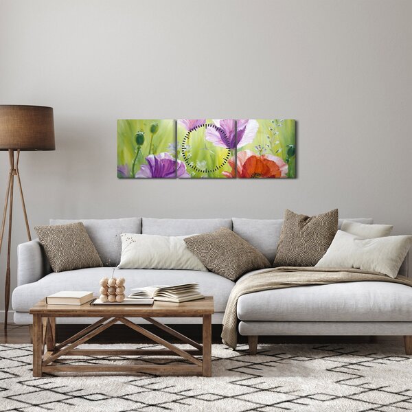 Kép - Pipacsok (órával) (90x30 cm)