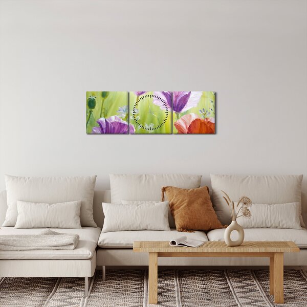 Kép - Pipacsok (órával) (90x30 cm)