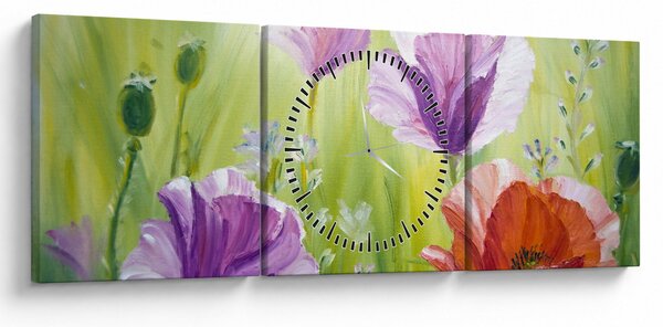 Kép - Pipacsok (órával) (90x30 cm)