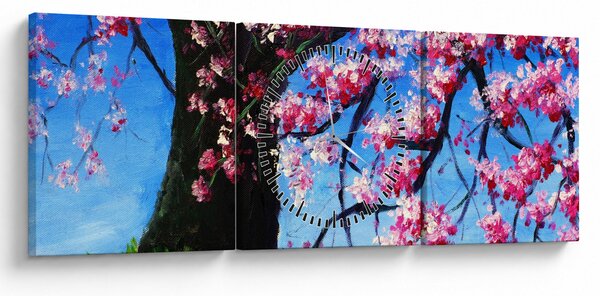 Kép festett cseresznyevirágok (órával) (90x30 cm)
