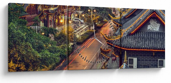 Kép - Qintai Road, Chengdu, Kína (órával) (90x30 cm)