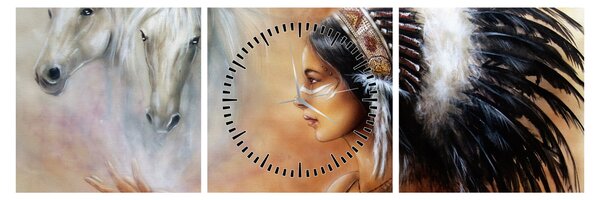 Kép - Indiánok varázslata (órával) (90x30 cm)