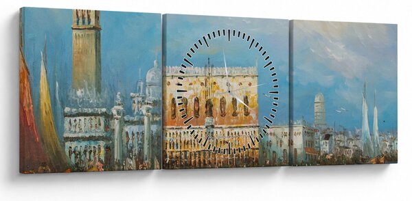 Kép - gondola Velencén áthaladva, olajfestmény (órával) (90x30 cm)