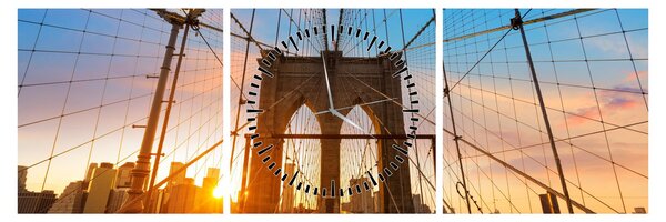 Kép - Brooklyn, híd, Manhattan, New York (órával) (90x30 cm)