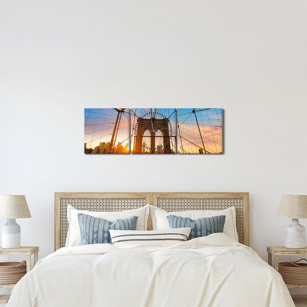 Kép - Brooklyn, híd, Manhattan, New York (órával) (90x30 cm)