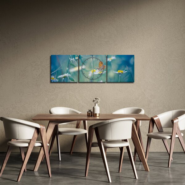 Kép - pillangó a százszorszépen (órával) (90x30 cm)