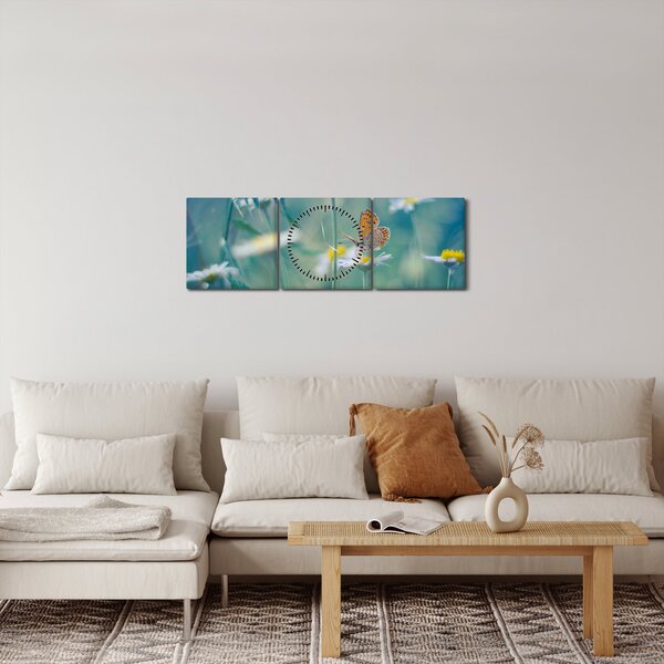 Kép - pillangó a százszorszépen (órával) (90x30 cm)