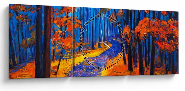Egy őszi erdő képe (órával) (90x30 cm)