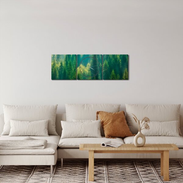 Kép - fenyőerdő (órával) (90x30 cm)