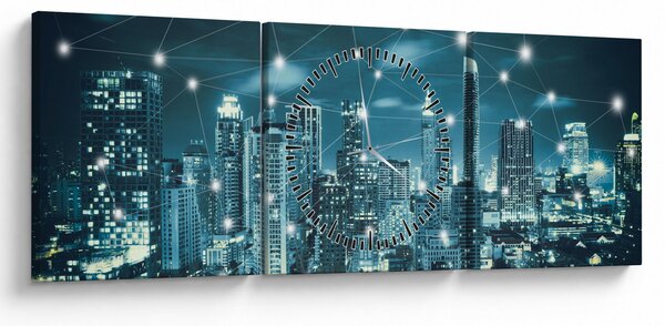Egy ragyogó metropolisz képe (órával) (90x30 cm)