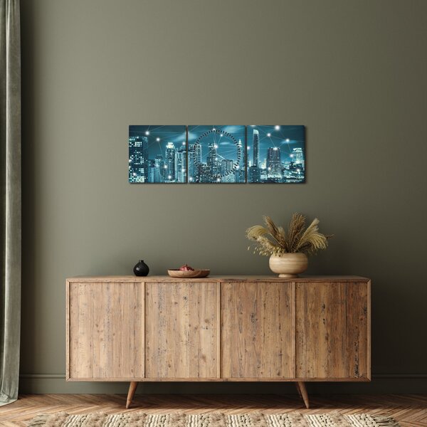 Egy ragyogó metropolisz képe (órával) (90x30 cm)