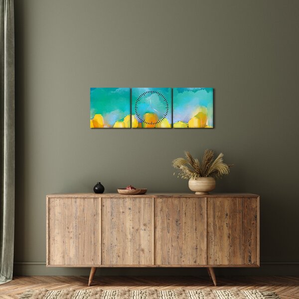 Sárga tulipán képe (órával) (90x30 cm)