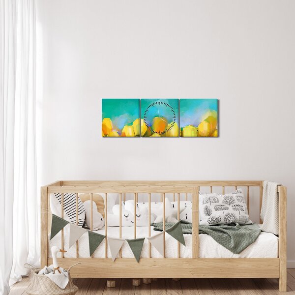 Sárga tulipán képe (órával) (90x30 cm)