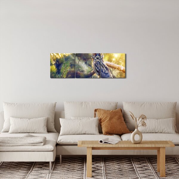 Egy bagoly képe a fán (órával) (90x30 cm)