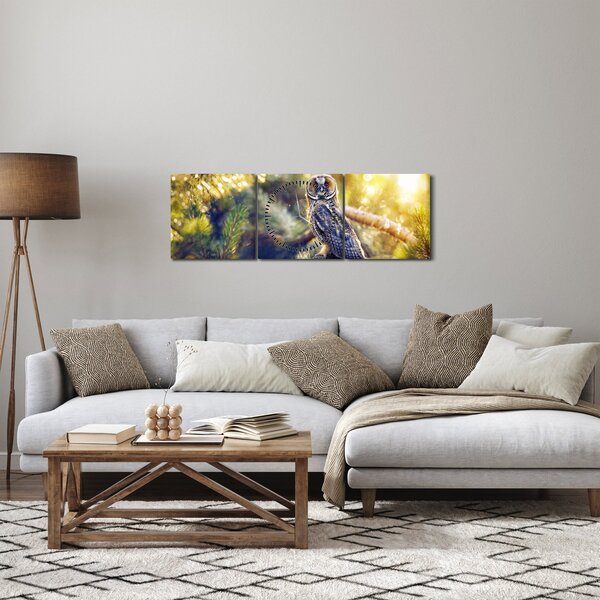 Egy bagoly képe a fán (órával) (90x30 cm)