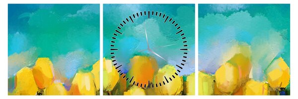 Sárga tulipán képe (órával) (90x30 cm)