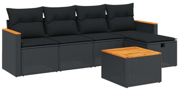 VidaXL Polyrattan Kerti Ülőgarnitúra - 6 részes - Fekete