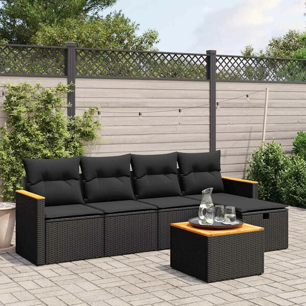VidaXL Polyrattan Kerti Ülőgarnitúra - 6 részes - Fekete