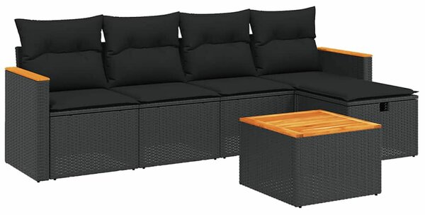 VidaXL Polyrattan Kerti Ülőgarnitúra - 6 részes - Fekete