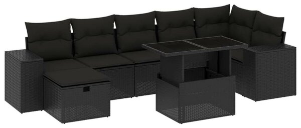 VidaXL Polyrattan Kerti Ülőgarnitúra - 8 részes - Fekete