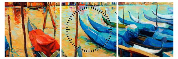 Kép - Velencei kikötő (órával) (90x30 cm)