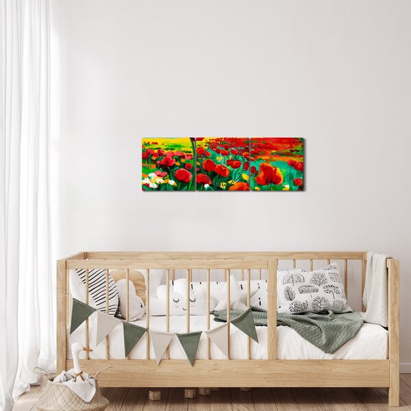 Kép egy mező mákkal (órával) (90x30 cm)