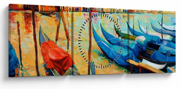 Kép - Velencei kikötő (órával) (90x30 cm)