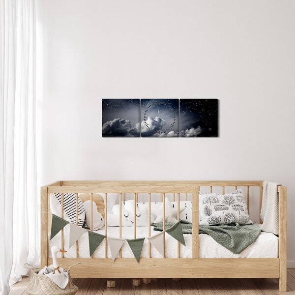 Kép - csillagos égbolt (órával) (90x30 cm)
