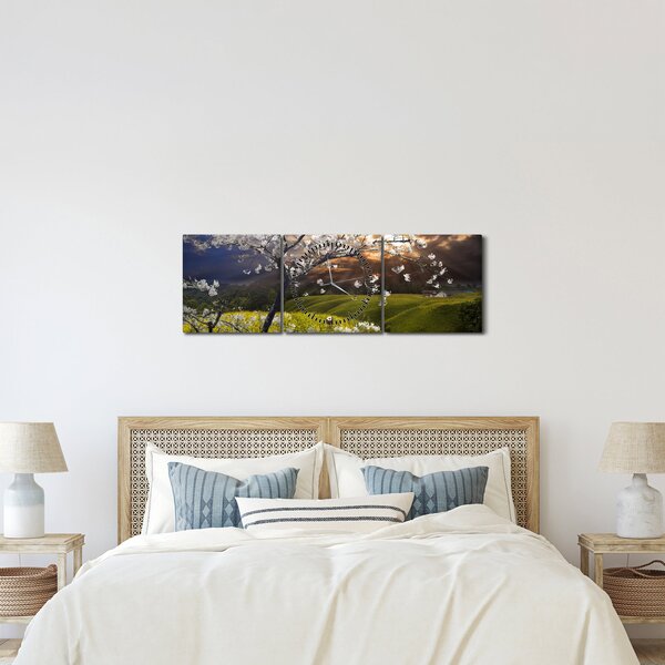 Kép - Virágzó fa az országban (órával) (90x30 cm)