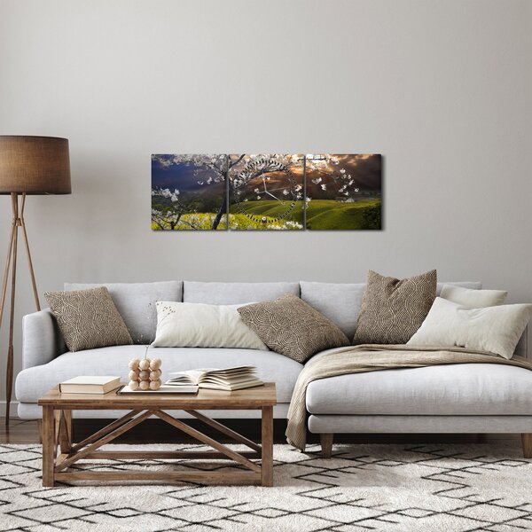 Kép - Virágzó fa az országban (órával) (90x30 cm)
