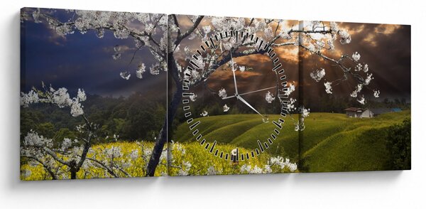 Kép - Virágzó fa az országban (órával) (90x30 cm)
