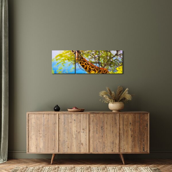 Egy kép egy zsiráfról Afrikában (órával) (90x30 cm)