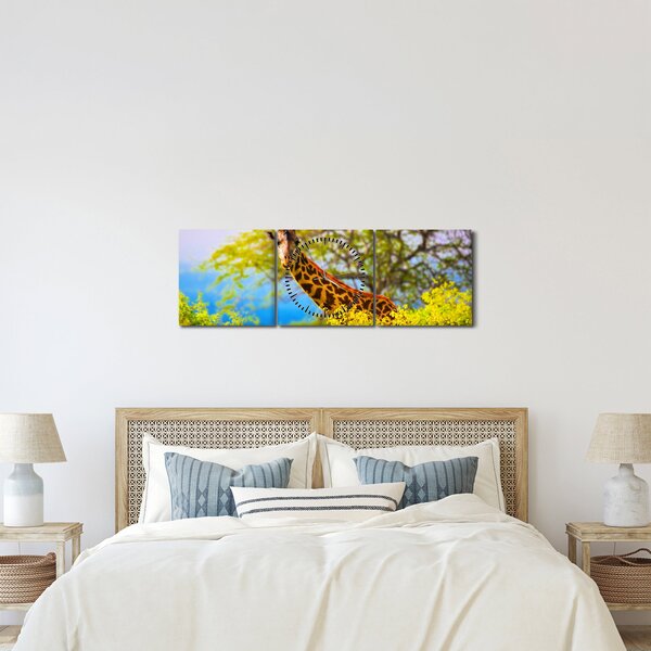 Egy kép egy zsiráfról Afrikában (órával) (90x30 cm)