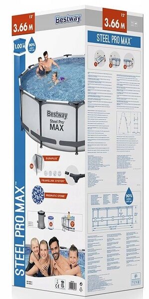 Bestway fémkeretes medence, 366x100 cm, 9.150 liter, szűrőszivattyúval és létrával