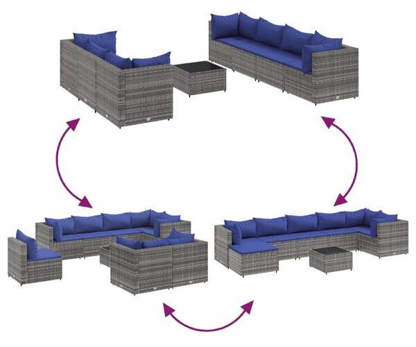 VidaXL Polyrattan Kerti Ülőgarnitúra - 8 részes