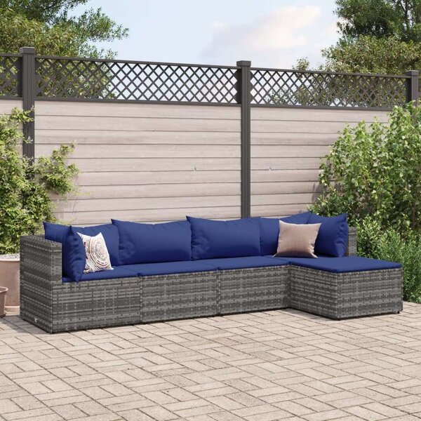 VidaXL Polyrattan Kerti Ülőgarnitúra - 5 részes - Szürke