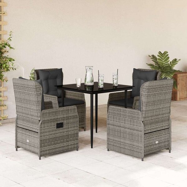 VidaXL Polyrattan Kerti Étkezőgarnitúra - 5 részes - Szürke