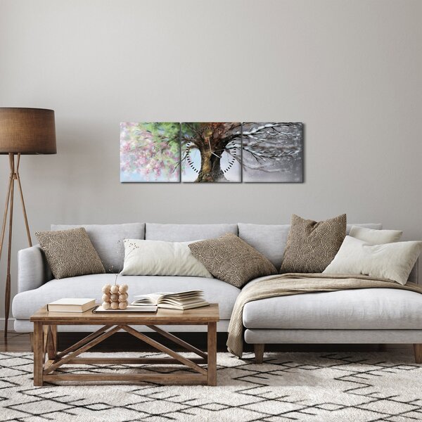 Kép - Négy évszak fája (órával) (90x30 cm)