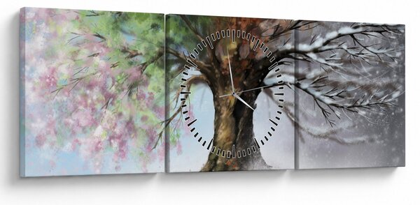 Kép - Négy évszak fája (órával) (90x30 cm)