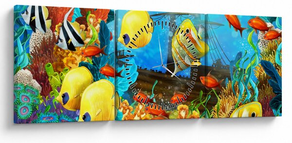 Kép - színes korallzátony (órával) (90x30 cm)