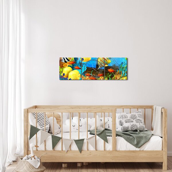 Kép - színes korallzátony (órával) (90x30 cm)