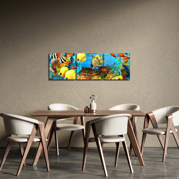 Kép - színes korallzátony (órával) (90x30 cm)