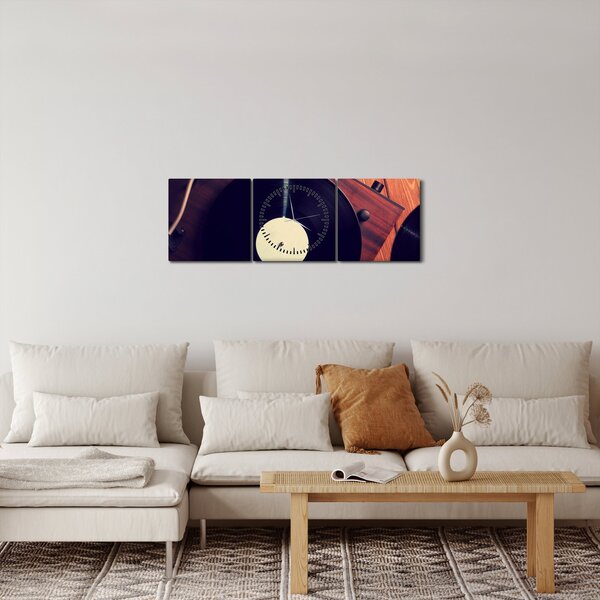 Gramofon lemezek képe (órával) (90x30 cm)