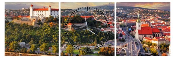Kép - panoráma, Pozsony, Szlovákia (órával) (90x30 cm)