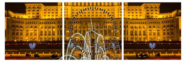 Kép - A Parlament palotája, Bukarest, Románia (órával) (90x30 cm)