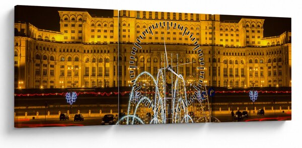 Kép - A Parlament palotája, Bukarest, Románia (órával) (90x30 cm)