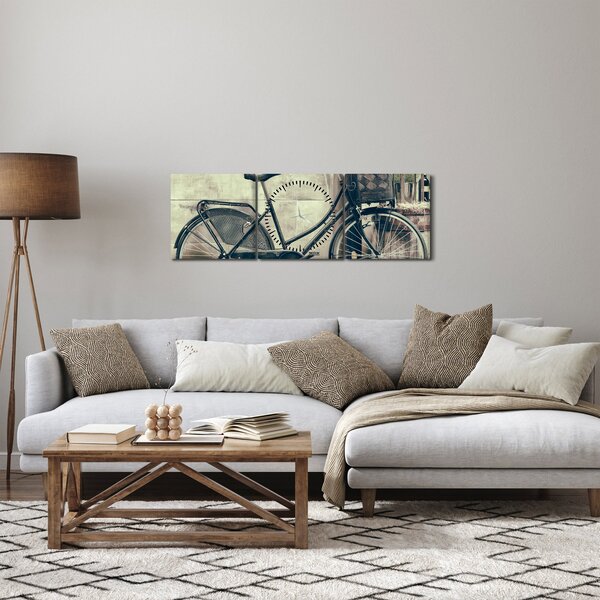 Kép - Vintage kör virágokkal (órával) (90x30 cm)
